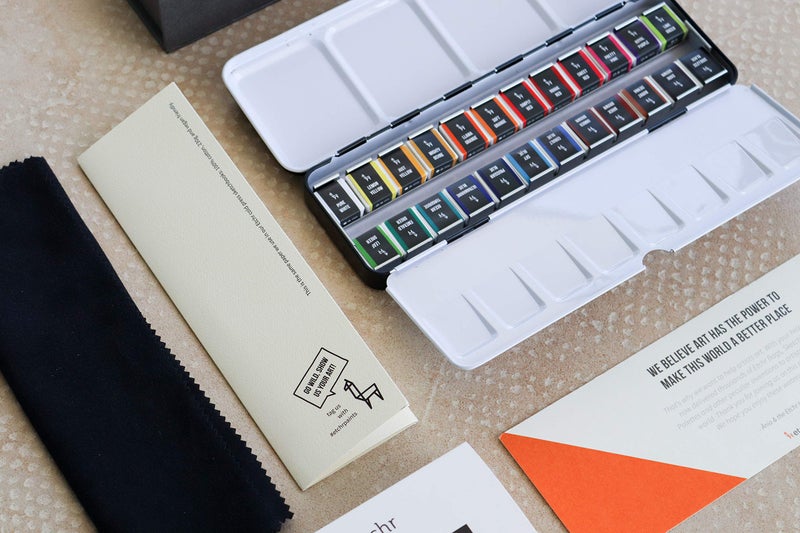 ETCHR مجموعة ألوان مائية من إيتشر 24 نصف لوحة - لوحة سفر بدرجة فنية مع ألوان زاهية وثابتة الضوء - Image 3